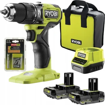 Vrtačka Aku vrtačka vrtačka RYOBI 2x2,0Ah, nabíječka + 15dílná sada bitů