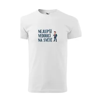 Pánské oblečení Tričko s potiskem Nejlepší vedoucí na světě: bílé 3XL (cs, Sablio)