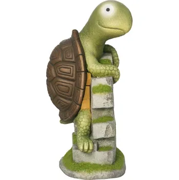 Zahradní dekorace Zahradní figurka Outsunny "Malá želva", zahradní dekorace, odolná proti povětrnostním vlivům, včetně solárního světla
