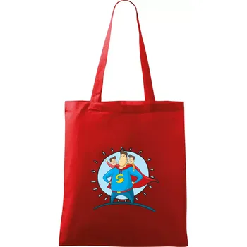 Nákupní taška Táta superman - kluk a kluk - Taška bavlněná - 42 x 38 cm ( Červená )