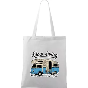 Slow living obytňák - Taška bavlněná - 42 x 38 cm ( Bílá )