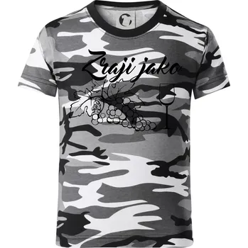 Chlapecké tričko Zraji jako víno - Dětské maskáčové triko - 134 cm/8 let ( Šedý maskáč )