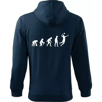 Pánská mikina Evoluce volejbal smeč - Mikina s kapucí na zip trendy zipper - 3XL ( Námořní modrá (velmi tmavá - téměř černá) )
