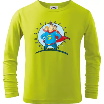 Chlapecké tričko Táta superman - holka a kluk - Triko dětské Long Sleeve - 134 cm/8 let ( Limetková )
