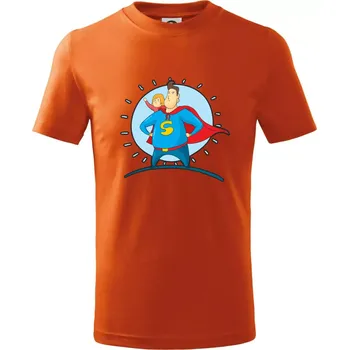 Táta superman - holka - Tričko dětské bavlněné - 104-110cm / 3-4 roky ( Oranžová )