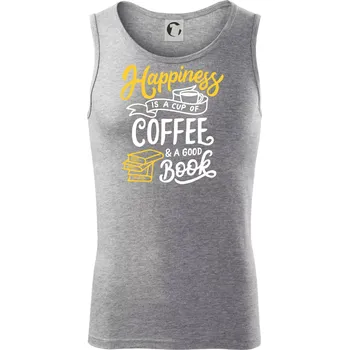 Happiness is a Cup of Coffee and a Good Book - Tílko pánské Core - S ( Tmavě šedý melír )