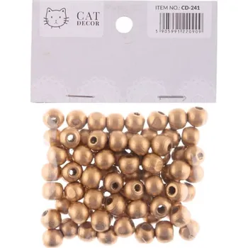 Dětské navlékací korálky Korálky 10mm, 76ks dřevěné, GOLD