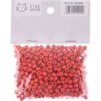 Dětské navlékací korálky Korálky 4mm, 490ks dřevěné, RED