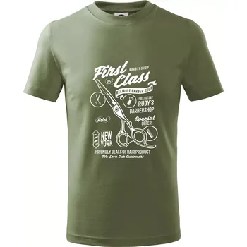 First Class Barber - Tričko dětské bavlněné - 98 cm / 2 roky ( Khaki )