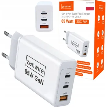 Síťová nabíječka Zenwire 65W GaN 2x USB-C 1x USB-A univerzální