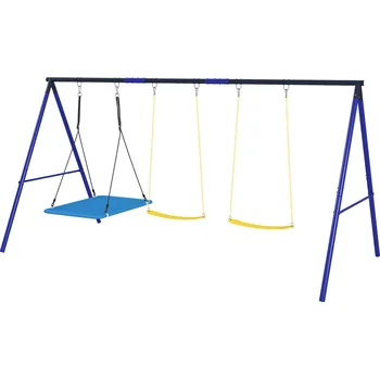 Dětská houpačka AIYAPLAY houpačka pro 3 děti, nosnost 120 kg, venkovní houpačky, barevné provedení