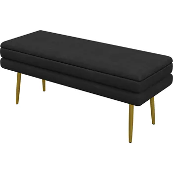 HOMCOM Lavice čalouněná, s úložným prostorem, ocel, 100 cm x 37,5 cm x 42 cm, černá
