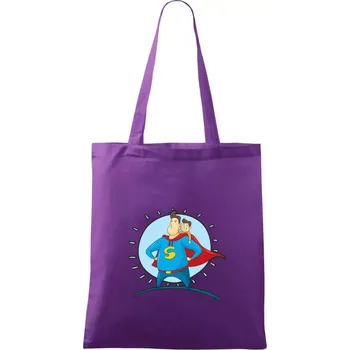 Táta superman - kluk - Taška bavlněná - 42 x 38 cm ( Fialová )