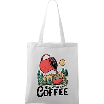 Mountain and Coffee - Taška bavlněná - 42 x 38 cm ( Bílá )