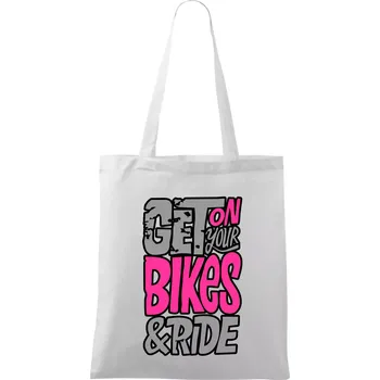 Nákupní taška Get on your bikes - Taška bavlněná - 42 x 38 cm ( Bílá )