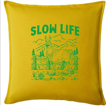 Polštář Slow Life Lama - Polštář 50x50 - 50x50 - Pouze potah ( Žlutá )