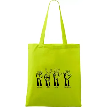 Kámen nůžky papír cirkulárka - Taška bavlněná - 42 x 38 cm ( Limetková )