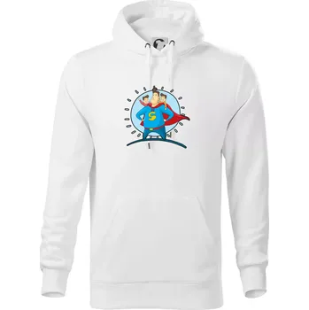 Pánská mikina Táta superman - kluk a kluk - Mikina pánská Cape s kapucí - 5XL ( Bílá )
