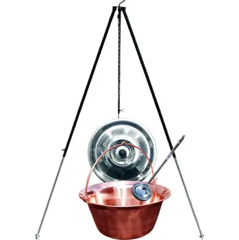 Kempingové nádobí Měděný kotlík 30 L (1,2 mm) + poklice + naběračka + teleskopický stojan