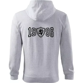 Pánská mikina Narozeninový motiv - znak - 1996 - Mikina s kapucí na zip trendy zipper - 3XL ( Světlešedý Melír )