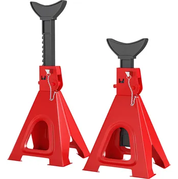 zvedák HOMCOM Podpěrný stojan Nosnost 6 tun 2 kusy Podpěrný stojan včetně 2 bezpečnostních kolíků Výškově nastavitelný červený