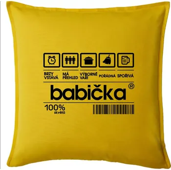 Polštář Čárový kód babička - Polštář 50x50 - 50x50 - Pouze potah ( Žlutá )