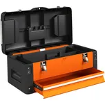 HOMCOM Box na nářadí prázdný, 49,7 x 25,3 x 23 cm Box na nářadí se zásuvkou, mini box ocelový oranžový