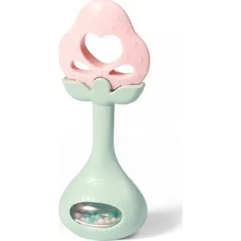 BabyOno Kousátko s chrastítkem - Jahůdka, pastelová