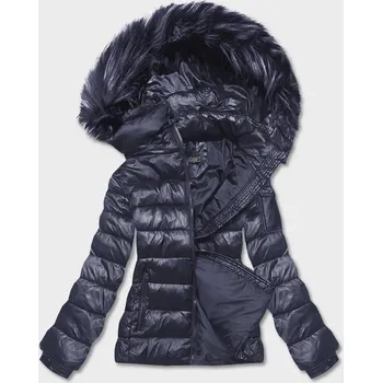 Dámská cargo bunda Tmavě modrá krátká zimní bunda s kapucí W COLLECTION, odstíny modré XXL (44) i392_21490-48