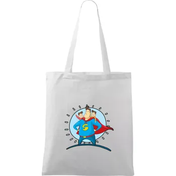 Táta superman - kluk a kluk - Taška bavlněná - 42 x 38 cm ( Bílá )