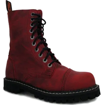 Moto obuv boty kožené KMM 10 dírkové crazy červené Velikost: 40