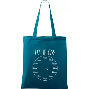 Už je čas - káva - Taška bavlněná - 42 x 38 cm ( Petrolejová )