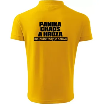 Pánská košile Panika, chaos a hrůza - Polokošile pánská Pique Polo 203 - 4XL ( Žlutá )