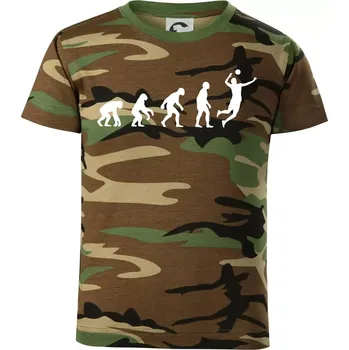 Chlapecké tričko Evoluce volejbal smeč - Dětské maskáčové triko - 146 cm/10 let ( Hnědý maskáč )