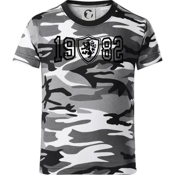 Chlapecké tričko Narozeninový motiv - znak - 1982 - Dětské maskáčové triko - 122 cm/6 let ( Šedý maskáč )