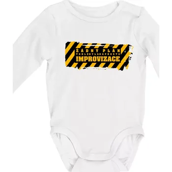 Kojenecký body Žádný plán - improvizace - Body kojenecké s dlouhým rukávem - Dlouhý r. do 3 měs ( Bílá )