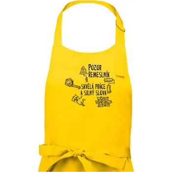 Kuchyňská zástěra Pozor řemeslník skvělá práce silný slova - Dámská zástěra na vaření - Univerzální velikost ( Žlutá )