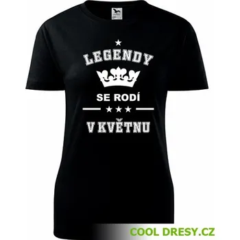 Dámská móda Dámské tričko Legendy se rodí v květnu - Barva: černá, Velikost M