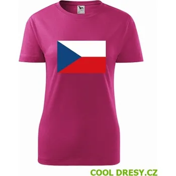 Dámské tričko Dámské tričko s českou vlajkou - Barva: purpurová, Velikost L