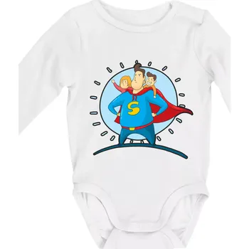 Táta superman - holka a kluk - Body kojenecké s dlouhým rukávem - Dlouhý r. 6-12 měs ( Bílá )