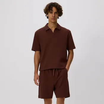 Pánské kalhoty Reserved - Bavlněné kraťasy regular - mahagonová - 3860C-93X - 3860C-93X-XL