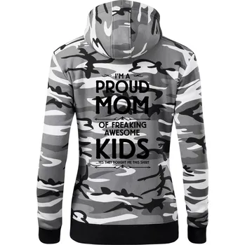 Dámská mikina Proud MOM - KIDS - Dámská mikina trendy zipper s kapucí - XS ( Šedý maskáč )
