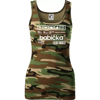 Dámské tričko Čárový kód babička - Dámské Maskáčové tílko - S ( Hnědý maskáč )