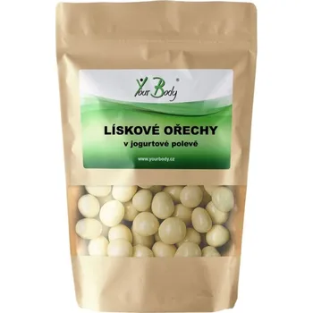 Sušené ovoce YOURBODY Lískové ořechy v jogurtové polevě 100g