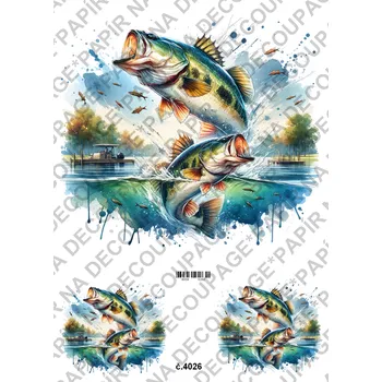 Umělecký papír Rýžový a soft papír na decoupage - Ryby - KB04026 Materiál: Soft, Rozměr: A4