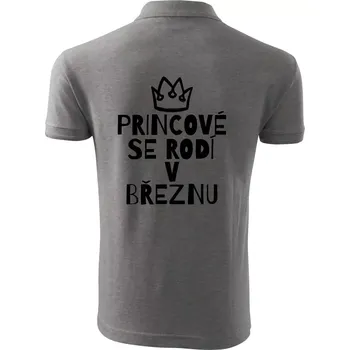 Pánská košile Princové se rodí v březnu - Polokošile pánská Pique Polo 203 - 5XL ( Tmavě šedý melír )