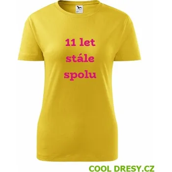 Dámské tričko 11 let stále spolu - Barva: žlutá, Velikost M
