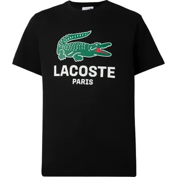 Pánské tričko Lacoste Printed Cotton - black Černý (XL)