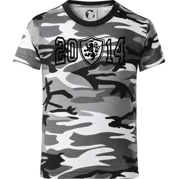 Chlapecké tričko Narozeninový motiv - znak - 2014 - Dětské maskáčové triko - 122 cm/6 let ( Šedý maskáč )