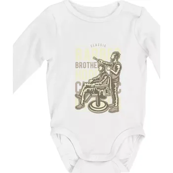 Barber Brotherhood - Body kojenecké s dlouhým rukávem - Dlouhý r. do 3 měs ( Bílá )